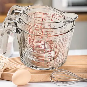 (3-Pack) Glass Measuring Cups Set, (1, 2 & 4 Cup) Measuring Cups For Prepping, Baking and Cooking, Preheated Oven, Dishwasher, Freezer, and Microwave Safe with design kitchen