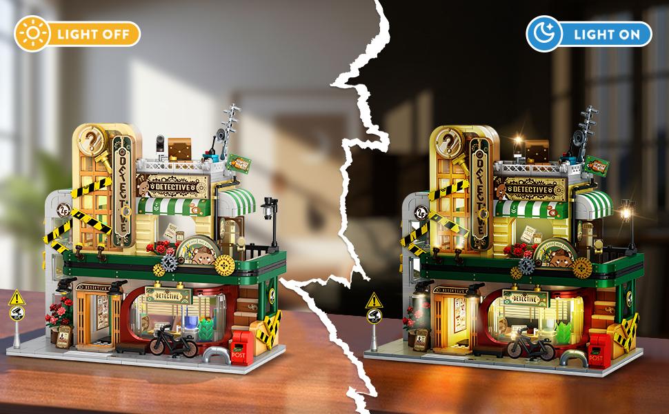 INSOON Detective Agency Building Set with LED Lights, 1231 Building Blocks for Adults, Teens, Kids, and Girls (6-12+), Office Construction Model