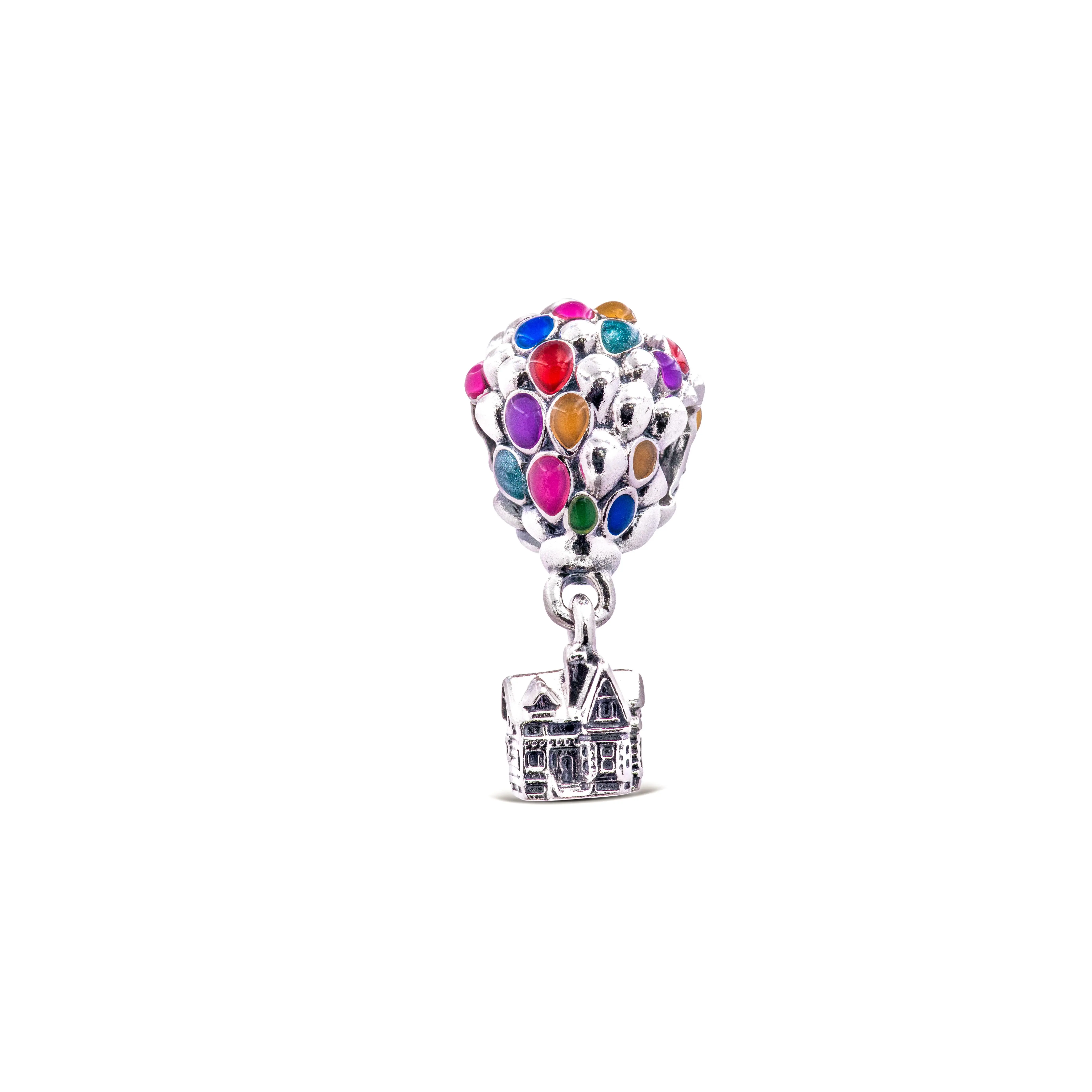 PANDORA Disney Up House & Balloons Charm, 798962C01 - Multicolor, Hand-Applied, Adventure-Themed Costume Jewelry with Inspirational Touch