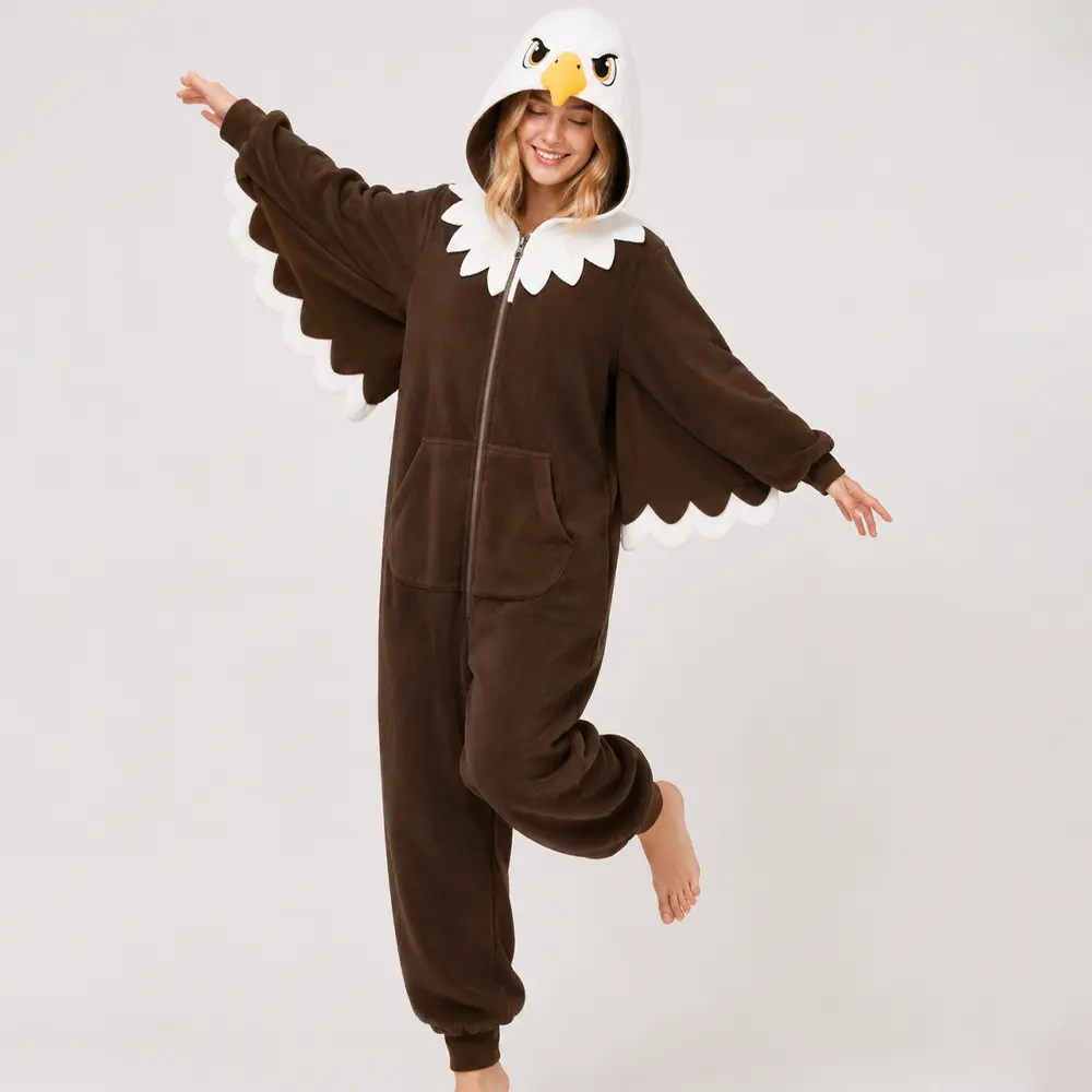 HOMEHUAL Adult Animal Onesie Pajamas Hooded Flannel Kigurumi One Piece Cosplay Sleepwear for Women & Men