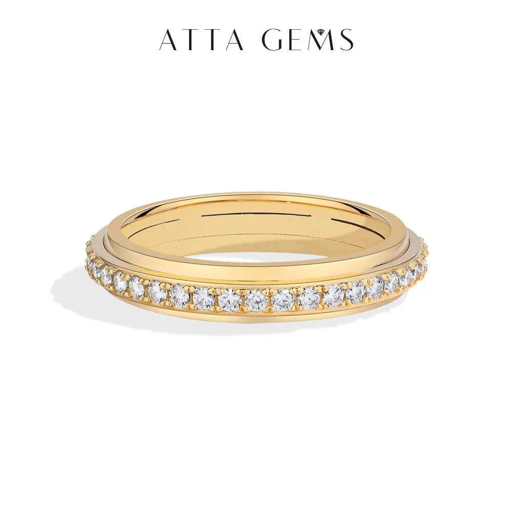 ATTAGEMS Unisex Sterling Silver Eternity Band with Round Cut Lab-Grown Moissanite, Classic Engagement Wedding Ring, Engagement Ring, Moissanite Jewelry, Adults, Eternal, Classic Round, Engagement Promise Rings, Synthetic Diamond