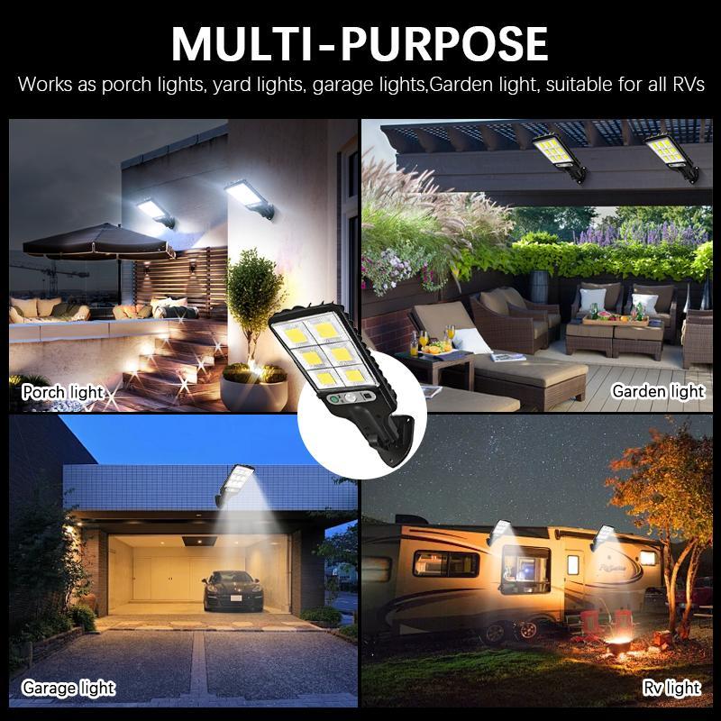 8 Pcs Solar Street Lights - Motion Sensor Security Solar Flood Lights, Remote Control Outdoor Road Wall Lamp With 3 Lighting Modes For Front Door, Garden, Yard, Garage, Path - Heavy-Duty Waterproof Solar Wall Lights , Easy installation Garden Lamp