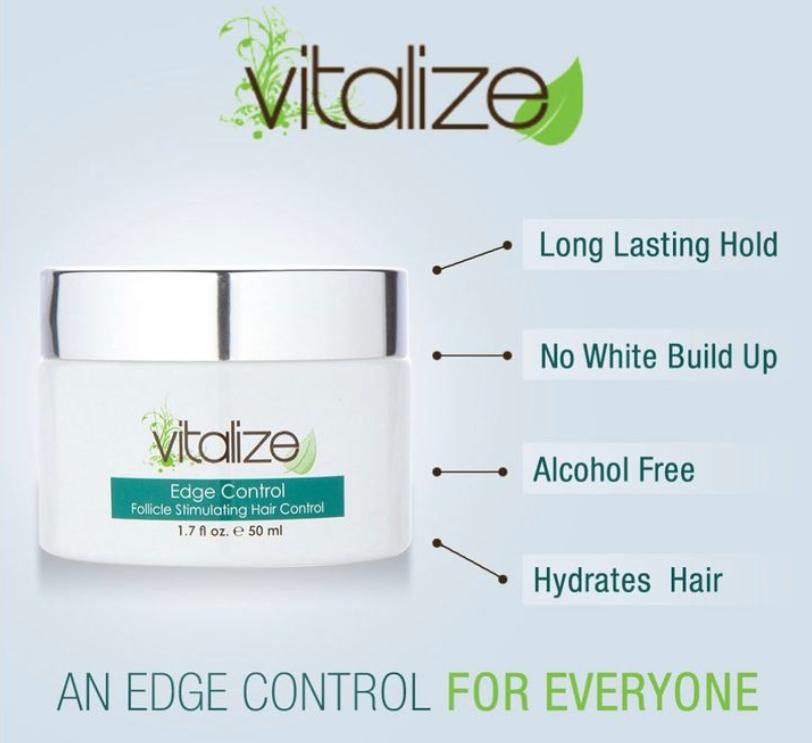 Vitalize Edge Control hair types 1a-3a active ingredient Redensyl  Perfect Performance 1.7fl Oz with  Long Lasting 24-hour hold Residue Extreme Strong