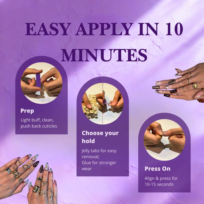 NailPhoria MEDIUM ALMONDS Collection - Handmade Press-On Nails | Reusable, Salon-Quality, Long-Lasting, Glossy Design