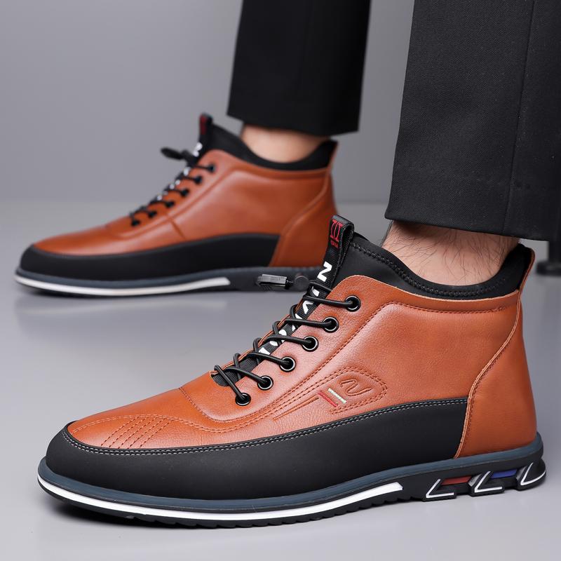 New Men's All-Season Casual Sports Leather Shoes - Durable Men's Casual Shoes - Made of durable materials, mid-top design, elegant and stylish, closed toe, suitable for business casual and formal occasions.