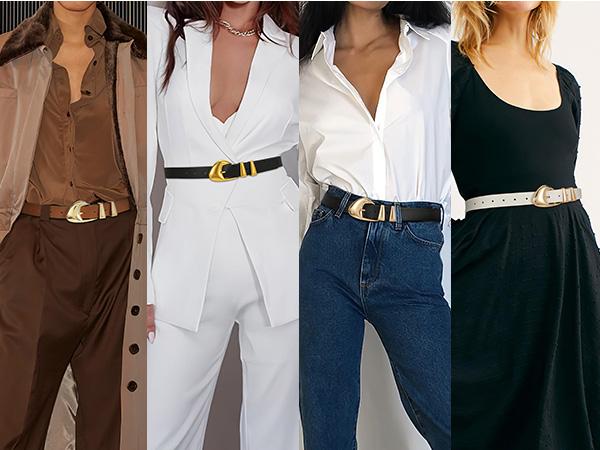 JASGOOD Women's Leather Belts for Jeans Dress Pants Black Brown Belts for Women Ladies Waist Belts with Gold Buckle JASGOOD Women's Leather Belts for Jeans Dress Pants Black Brown Belts for Women Ladies Waist Belts with Gold Buckle