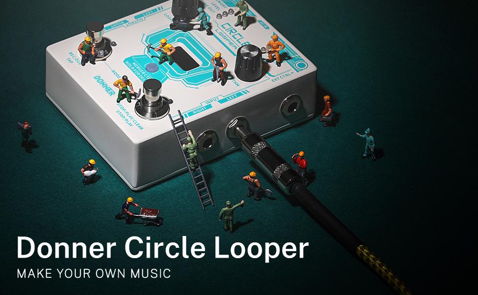 Donner Circle Looper Guitar Pedal with Drum Machine Time Display