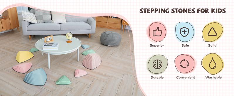 12/25 Count Children's Sensory Balance Training Stepping Stones,Promote Coordination and Strength Child Safe Rubber,Non-Slip Side, Outdoor Play Sets,Indoor and Outdoor Play Equipment for Kids（Macaron /Rainbow Color） to d der toys