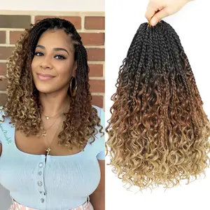 8 Packs Crochet Box Braids-Boho Box Braids Crochet Braids Hair Bohomian Box Braid Crochet Hair Synthetic Braiding Hair Goddess Box Braids Crochet Hair for Black Women