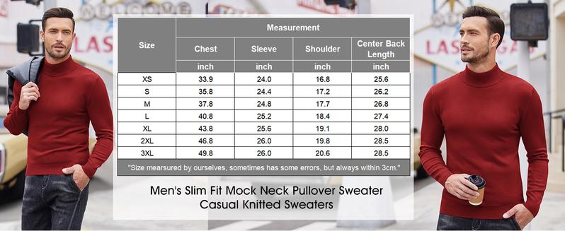 COOFANDY Men's Slim Fit Mock Turtleneck Pullover Sweater Casual Basic Knitted Thermal Sweaters Fashion Long Sleeve