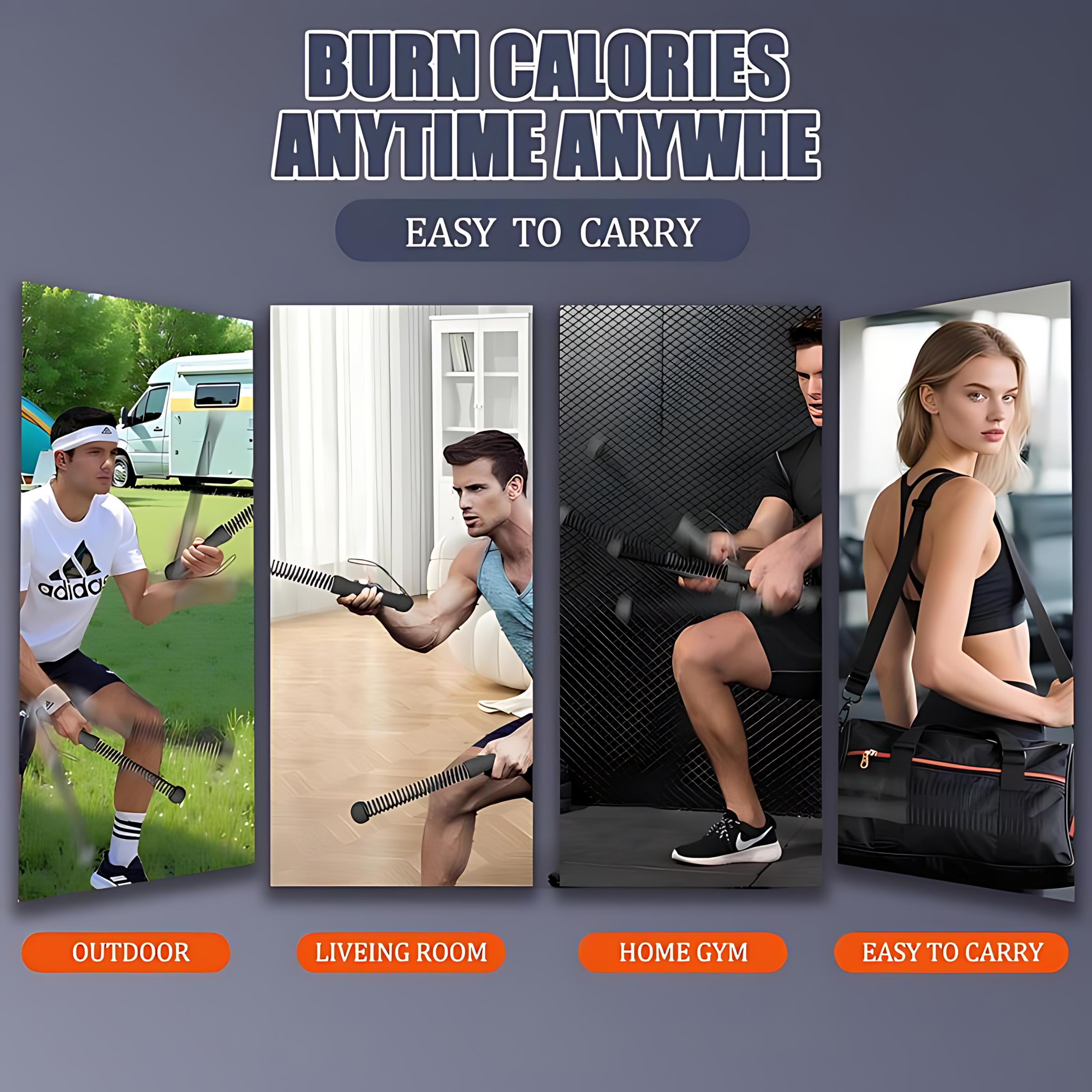 2PCS Weighted Cordless Battle Ropes - Quiet Ropeless Unisex Trainer with Black Stainless Steel Grip Strengthener Stick for Home Full Body Workout, HIIT Cardio 2PCS Weighted Cordless Battle Ropes - Quiet Ropeless Unisex Trainer with Black Stainless Steel Grip Strengthener Stick for Home Full Body Workout, HIIT Cardio