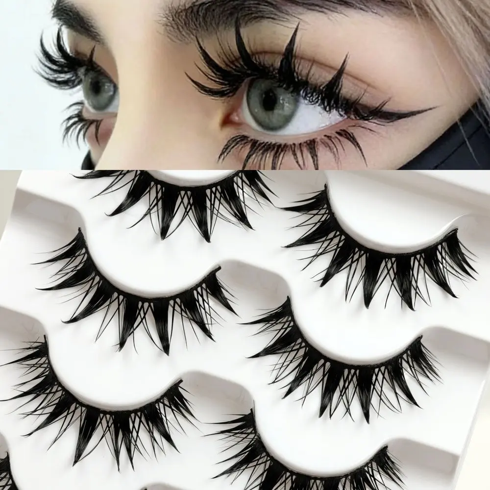 5 pairs of wet-style manga lashes, Thai cosplay, 12-18MM thick appearance with a damp effect, spiked lashes, doll eyes lash extension set Cosmetic Eyelashes Eyelash Extensions Artificial Lashes Cosmetic False Lashes