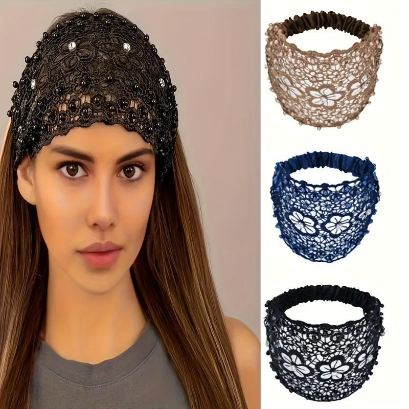 3-Piece Set Bohemian Crystal Pearl-Studded Headwraps | Luxe Hair Accents for Bridal Celebrations, Getaways & Everyday Elegance