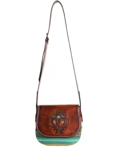 Catchfly Women's Southwestern Steerhead Crossbody Saddle Bag - 2521245312