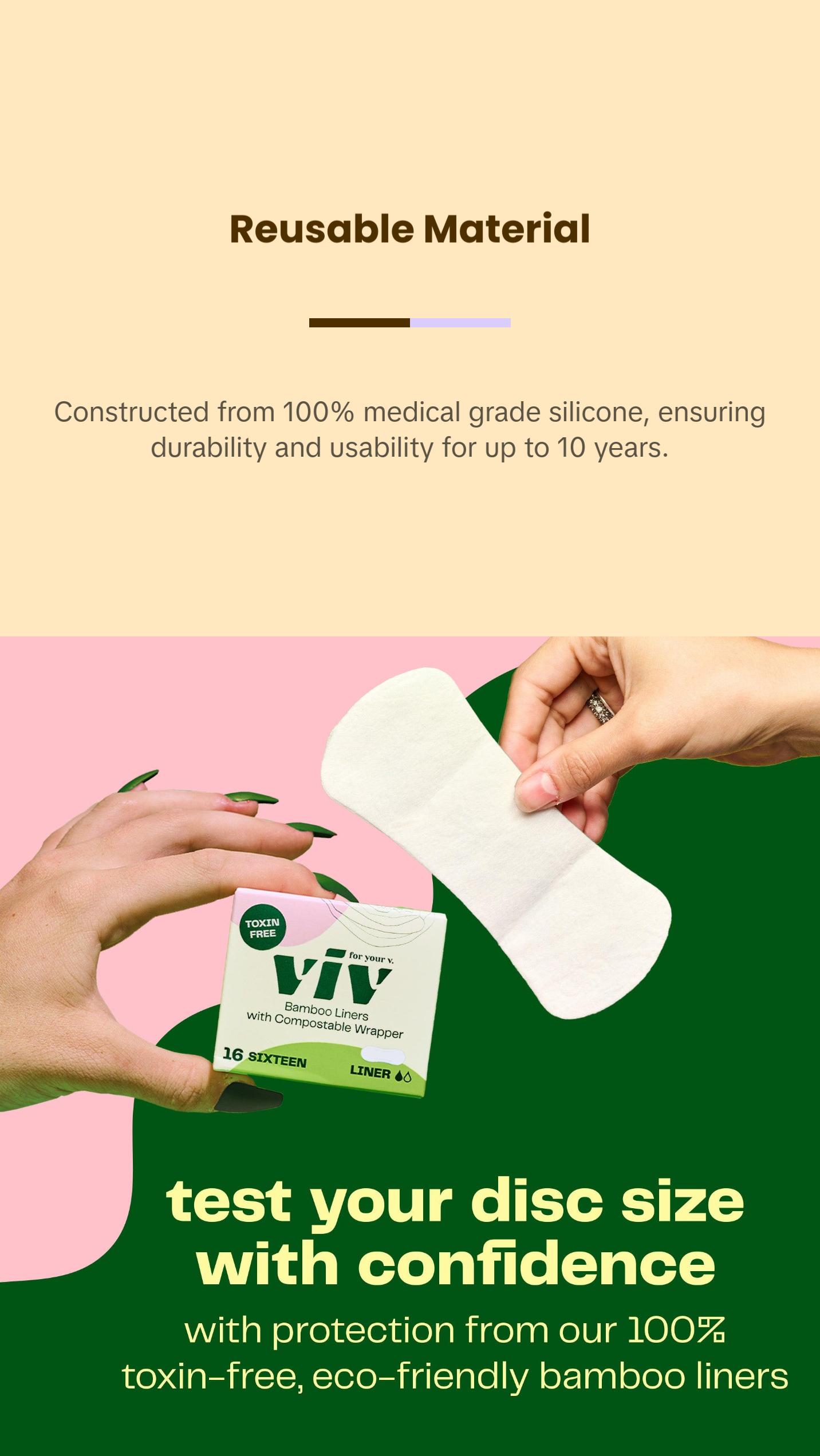 Viv Disc Perfect Fit Kit - Beginner Menstrual Disc Size Kit, Comfort Silicone Period Disc with Pull Tab, Disc Gel Cleanse and Storage Pouch