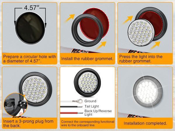 Nilight 4Inch Round Trailer Tail Light 2PCS 24LED White Back Up Reverse Light w/Flush Mount Grommets Plugs IP67 Waterproof for 12V Truck Trailer Bus RV Camper ATV UTV Nilight 4Inch Round Trailer Tail Light 2PCS 24LED White Back Up Reverse Light w/Flush Mount Grommets Plugs IP67 Waterproof for 12V Truck Trailer Bus RV Camper ATV UTV