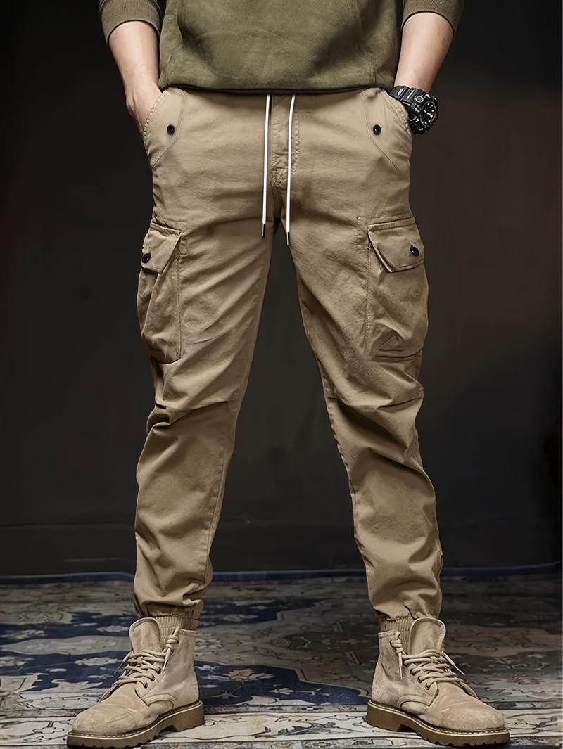 Men's Work Pants Set of 3 - Lightweight Summer Joggers with Multiple Pockets, Elastic Waistband & Side Pockets, Casual Solid Color Regular Fit, Suitable for Loungewear, Joggers, Outdoor Activities, Trendy Casual Wear