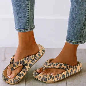 Leopard Print Thick Sole Flip Flops