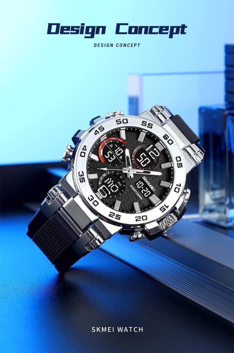 SKMEI Sport Digital Watch for Men Large Dial Outdoor Style Waterproof 50M Analog Digital Multifunction Wristwatch LED Chronograph