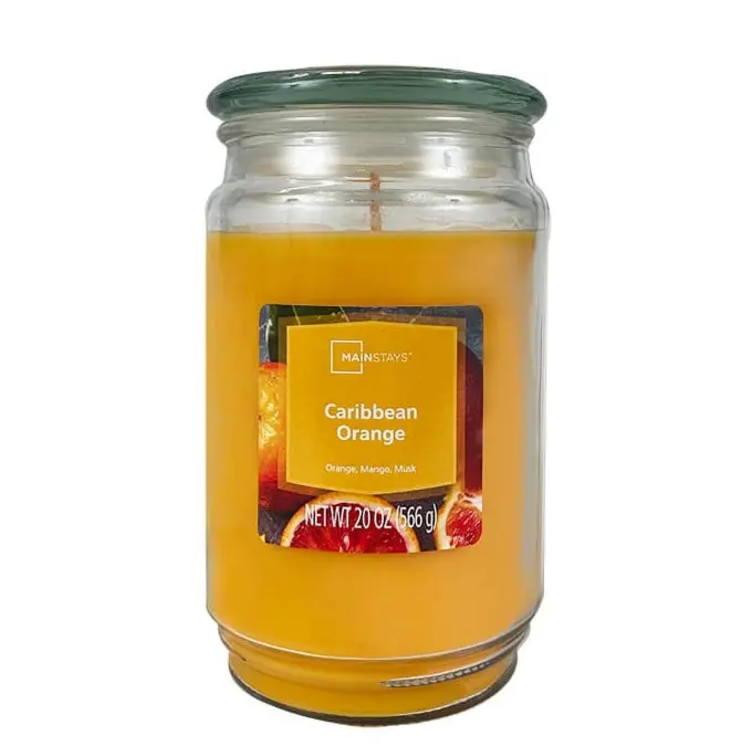 Mainstays Single Wick Glass Jar Candle, Caribbean Orange, 20 oz