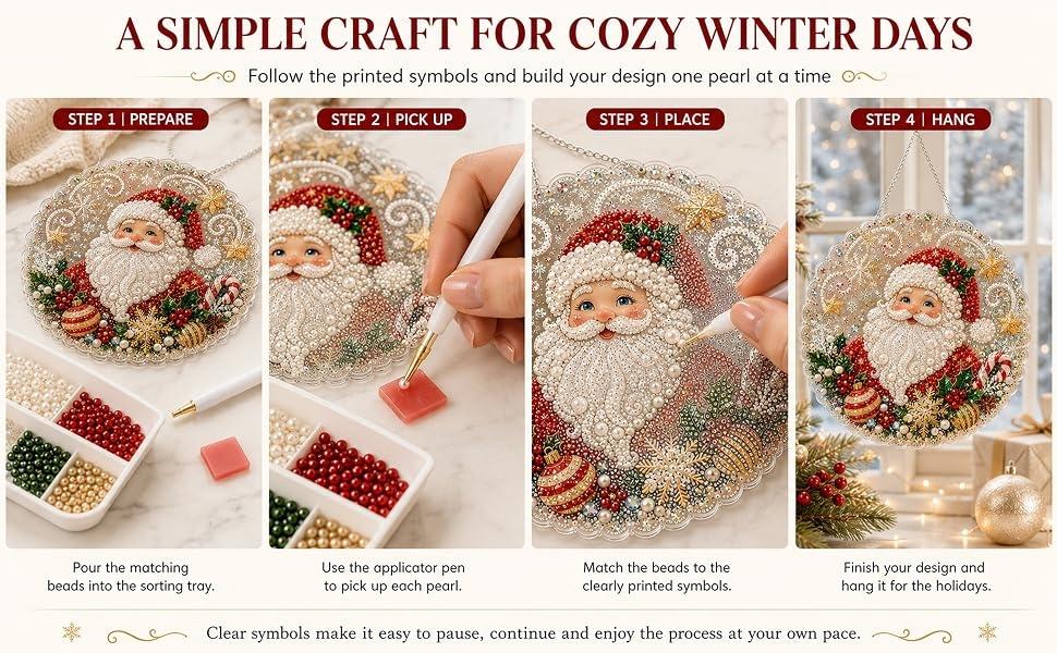 Christmas Santa Theme Diamond Painting DIY Adult Craft Kit - 8in Acrylic Base Festive Art, Holiday Decorations for Home Outdoor, Great Gift (Sports & Outdoor Camping Hiking GPS Navigation Companion Accessory)