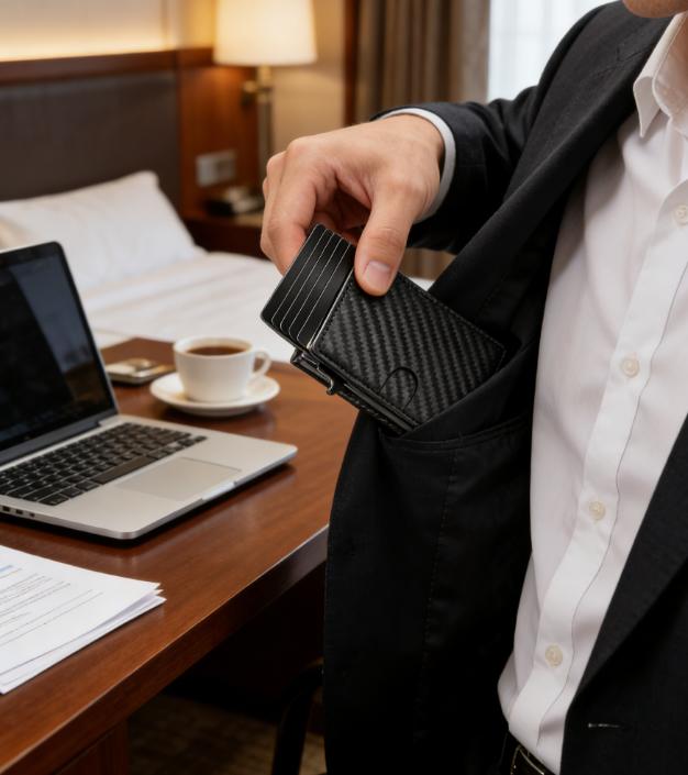 Valentine's Day-Men's Smart Wallet Minimalist Card Holder with RFID Blocking Upgrade PU Leather Pop-up Wallet for Daily Use Gift for Men