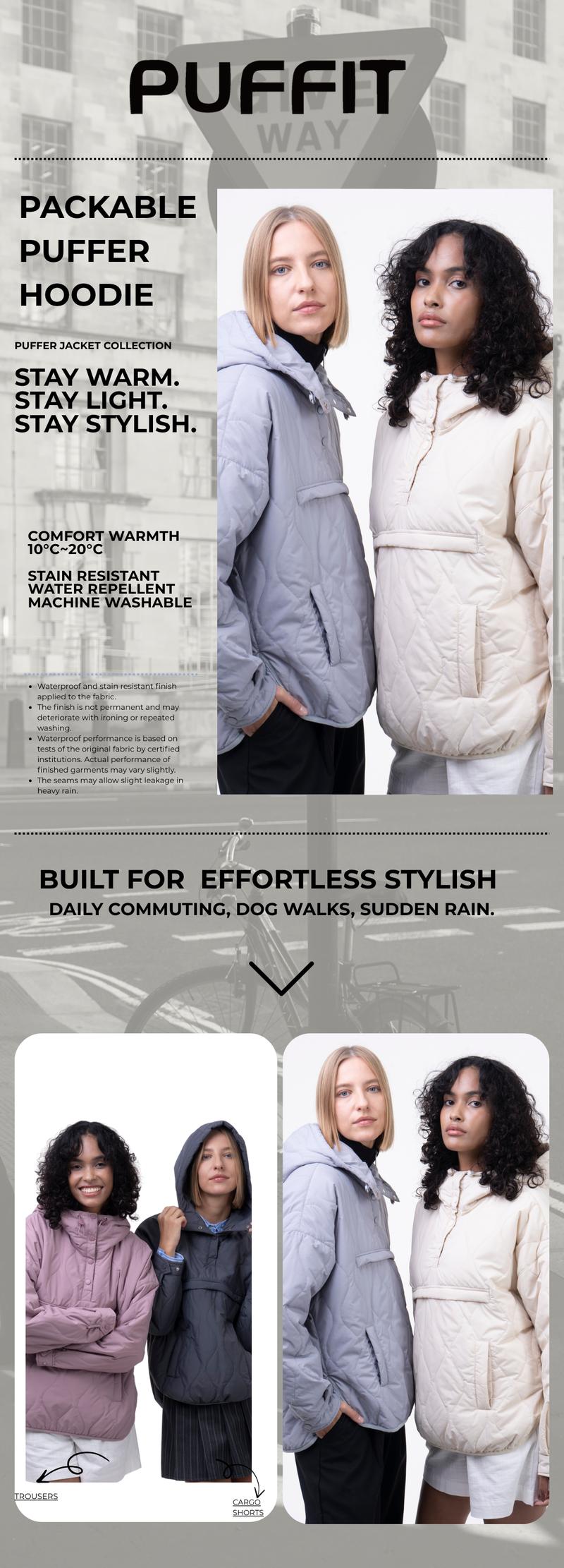 PUFFIT WarmCore Premium Women's Packable Baggy Fall Puffer Hoodie Coat Comfortable Quilted Lightweight & Warm Womenswear Water Repellent and Stain-Resistant Machine Washable Jacket Outerwear with Large Pocket Daily Wear #FallFreshness,Plus Size Fit