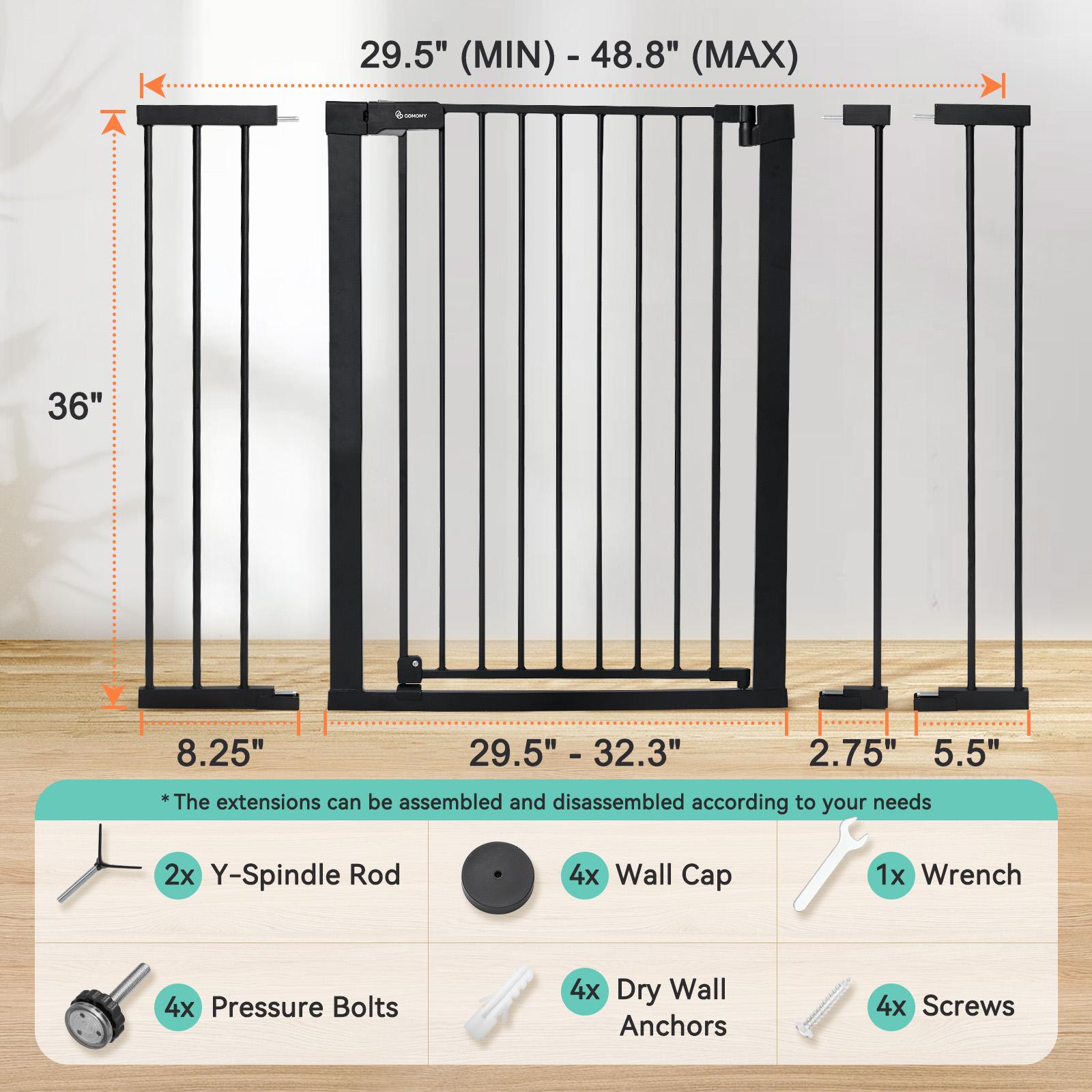 COMOMY 30/36" Extra Tall Baby Gate for Stairs Doorways, Fits Openings 29.5" to 48.8" Wide, Auto Close Extra Wide Dog Gate for House, Pressure Mounted Easy Walk Through Pet Gate with Door, dealsforyou, summerwins, restock, dealsforyoudays, DFYD COMOMY 30/36" Extra Tall Baby Gate for Stairs Doorways, Fits Openings 29.5" to 48.8" Wide, Auto Close Extra Wide Dog Gate for House, Pressure Mounted Easy Walk Through Pet Gate with Door, dealsforyou, summerwins, restock, dealsforyoudays, DFYD
