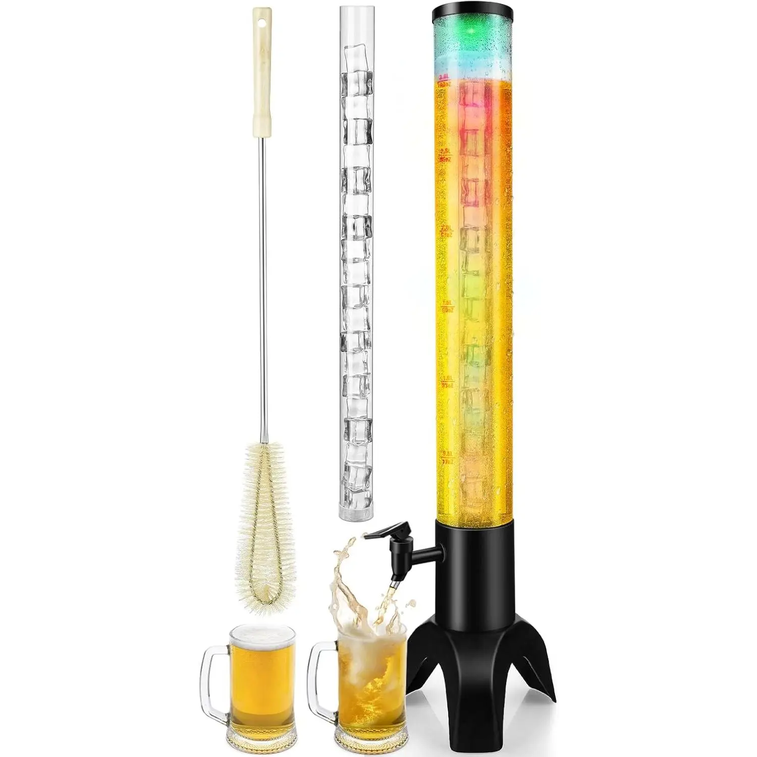 Durable Transparent Large Dispenser - 100oz/50oz Drink Dispenser for Party, Bar Utensils with Ice Tube, Ice Storage (1pc)