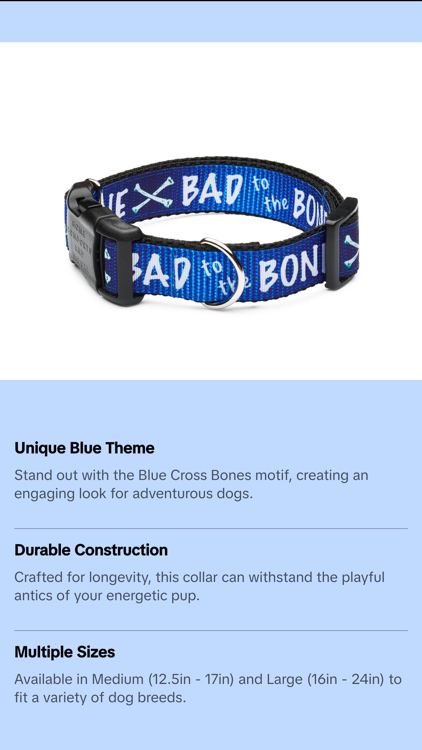 Blue Cross Bones Dog Collar