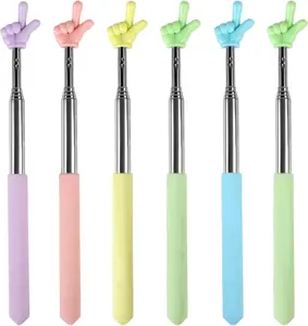 6PCS Pointer Finger Stick, Extendable Colorful Finger Pointer Stick, Mini Retractable Teacher Pointer for Presentation, Whiteboard, Blackboard, Classroom Supplies(5 Color)