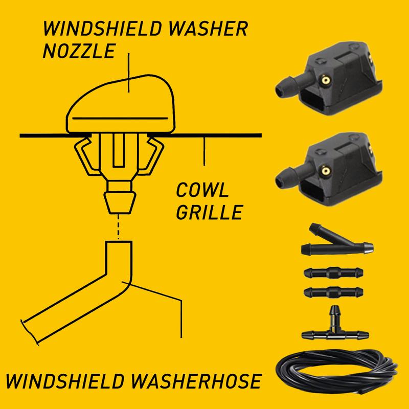 2PC Windshield Washer Nozzle Wiper Hose 2m Windscreen washer jet pumps Universal