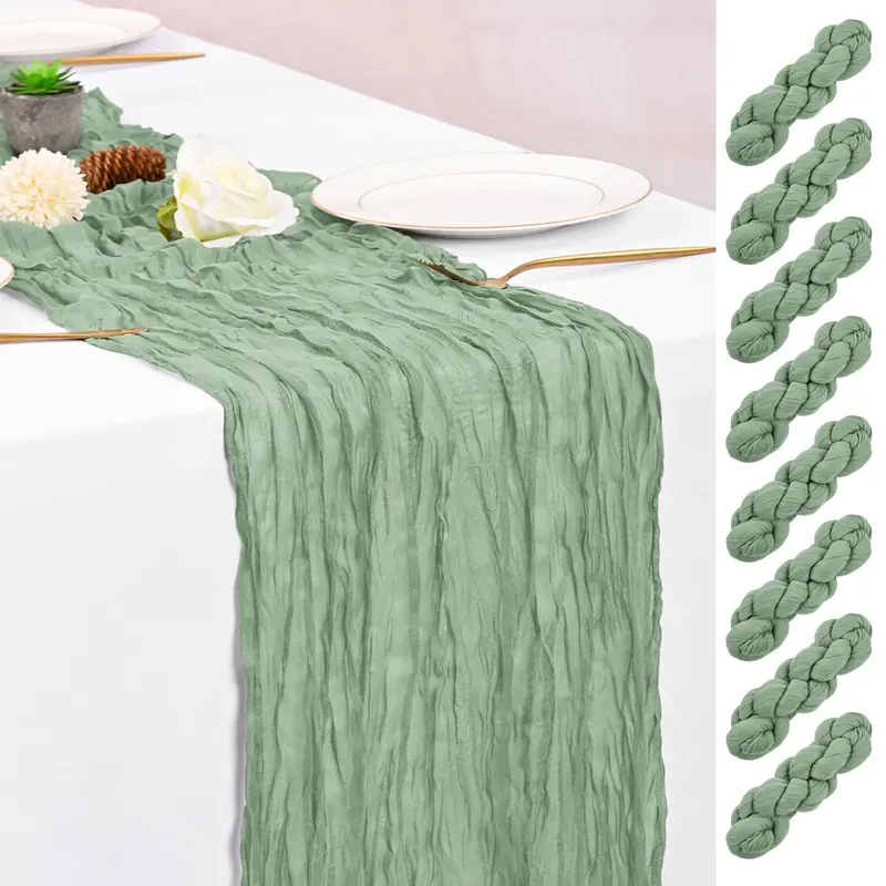 MTREO 8 16 Pack 10Ft Cheesecloth Table Runner 20x120 Inch Rustic Gauze Table Runner Romantic Long Sheer Fabric Cheese Cloth Table Runner for Wedding Party Bridal Baby Shower
