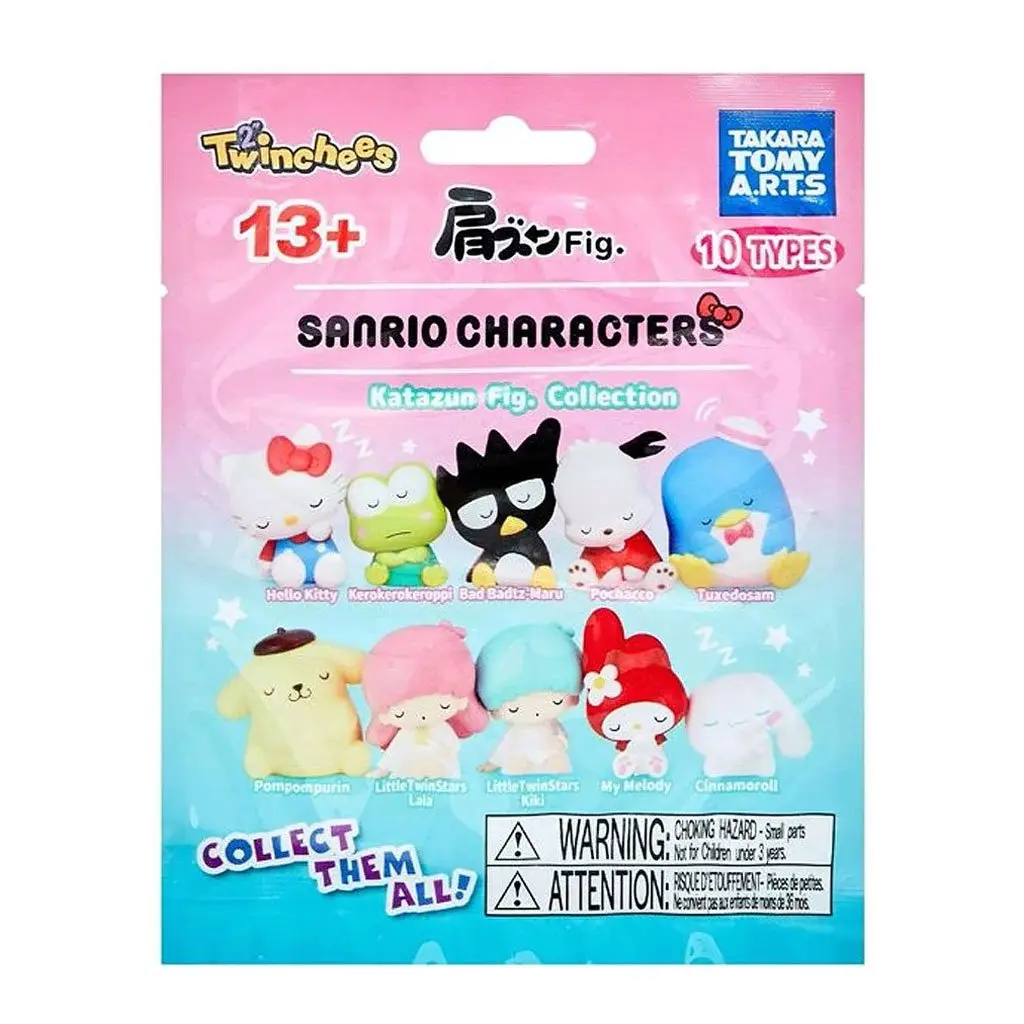 Twinchees Sanrio Sleeping Characters Plastic Cute Collectibles Mini Blind Bag - Surprise Pack Figurine Set for Desk Accessory, Dashboard Display