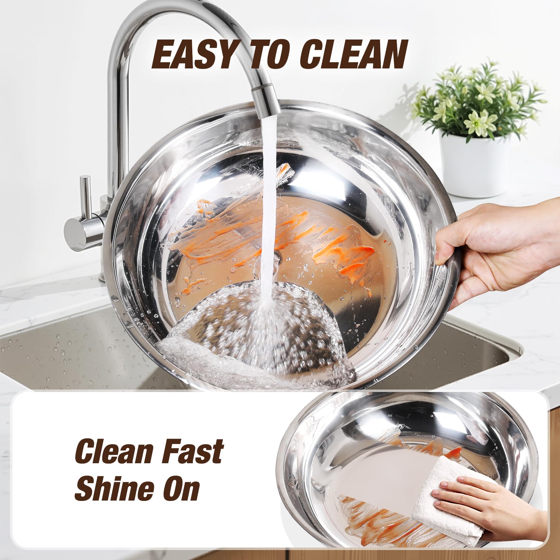 WARMOUNTS Gold Chafing Dishes for Buffet 5QT, Round Stainless Steel Chafer and Warmer Set with Lid Holder, Mirror-polished, Rolled Rim Process (No Finger Cuts), for Catering, Party, Wedding（2/4/6 Pack）