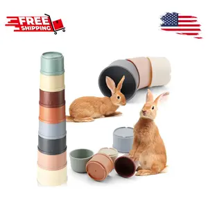 8 Pcs Stacking Cups for Rabbits, Colorful Bunny Toys