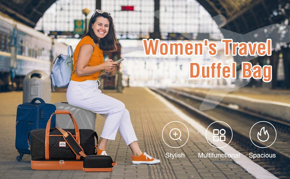 Solid Color Large Capacity Travel Bag, Lightweight Portable Foldable Travel Bag, Multifunctional Dry & Wet Separation Travel Bag, Yoga Fitness Bag, Travel Essentials Bag