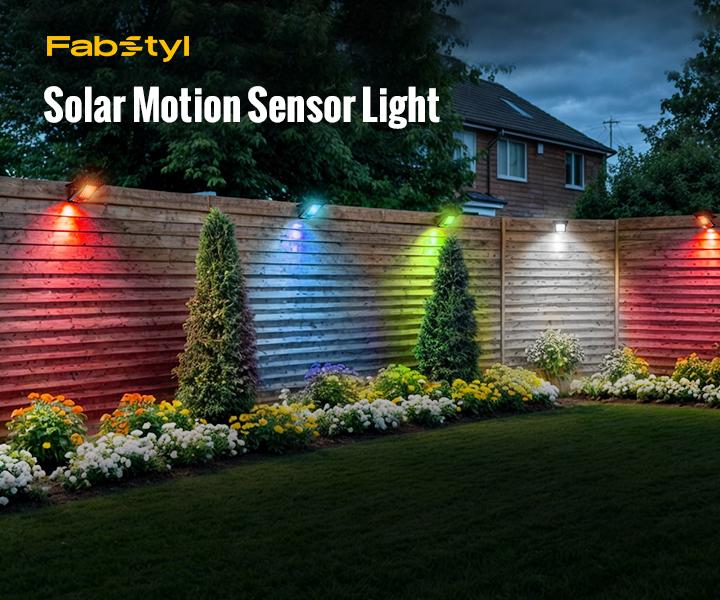 FABSTYL Solar Clip Lights with Motion Sensor,IP65 Waterproof Wireless Security Lighting for Yard, 4-Color Adjustable Outdoor Solar Flashlight with Remote Durable High Lumens 2 Pack