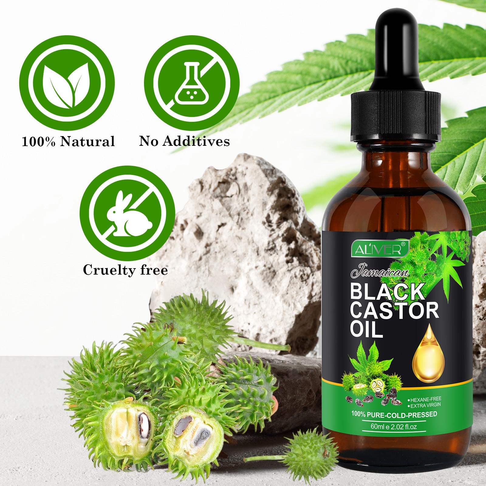 ALIVER Jamaican Black Castor Oil 60ml - Rich & Versatile for Skin Care & Wellness Moisturizer Vegetarian Hydrating Pack for Hair & Body