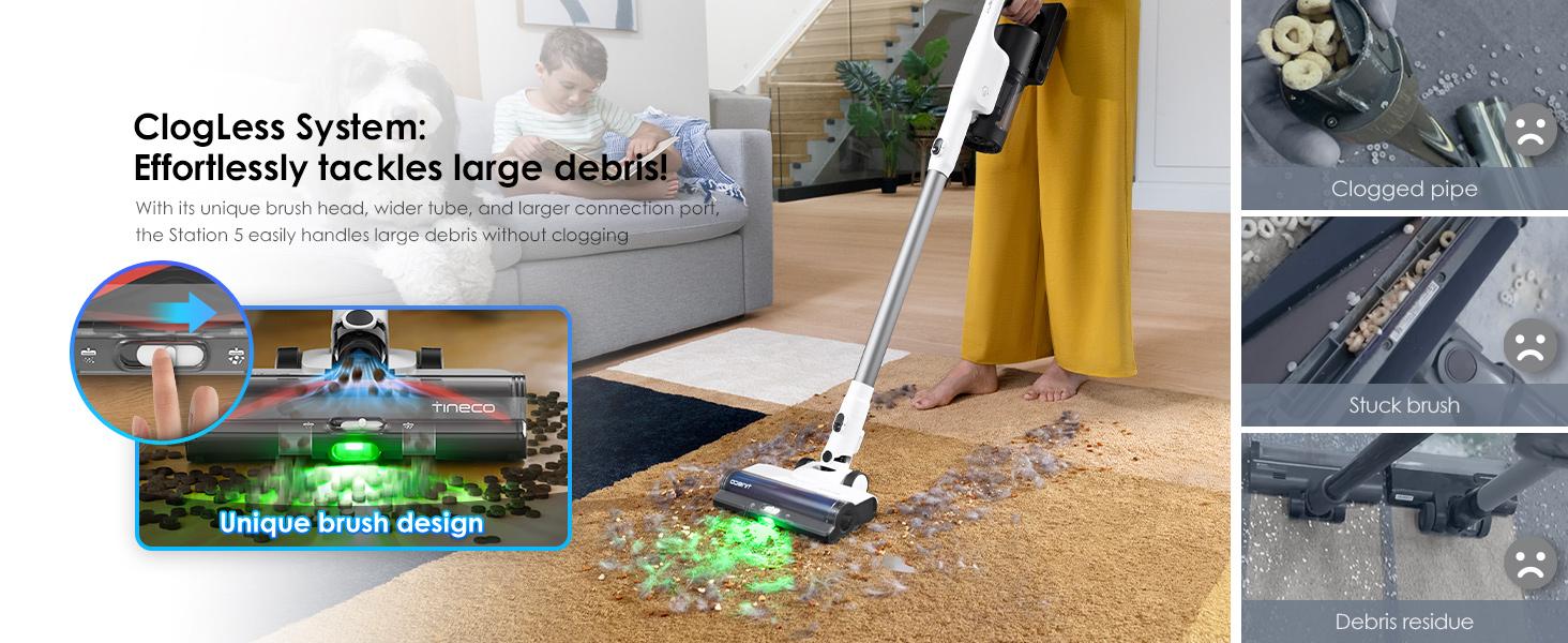 Tineco PURE ONE Station 5 Cordless Smart Vacuum with 2.5L Auto Dust Base Full-Path Self-Cleaning 175W Suction ZeroTangle Tech iLoop Smart Sensor for Hard Floor & Carpet