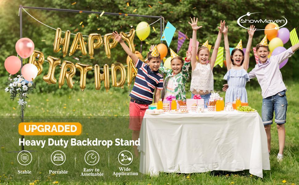 Backdrop Stand, 8x10 ft Adjustable Photo Backdrop Stand Kit, Heavy Duty Backdrop Stand with Steel Base for Photography, Photo Video Studio, Birthday Parties, Wedding Camera Smartphone