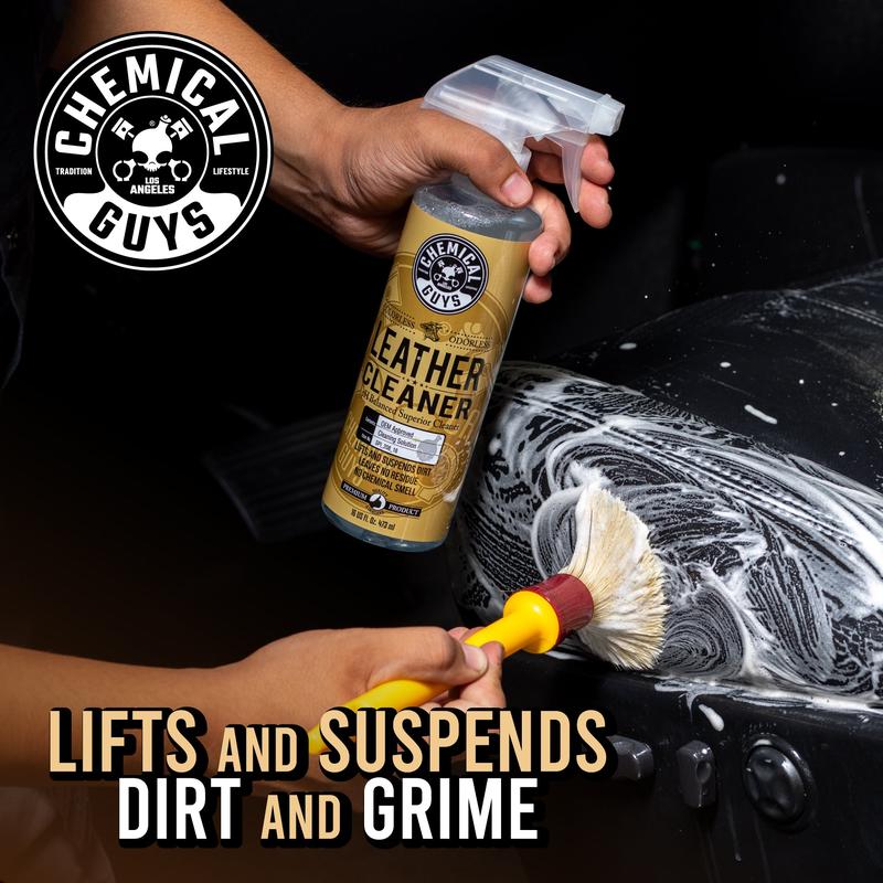 CHEMICAL GUYS Leather Cleaner - pH-balanced, UV protection, restore & protect leather, removes oil and stains, draws out dirt and oil, cleans leather