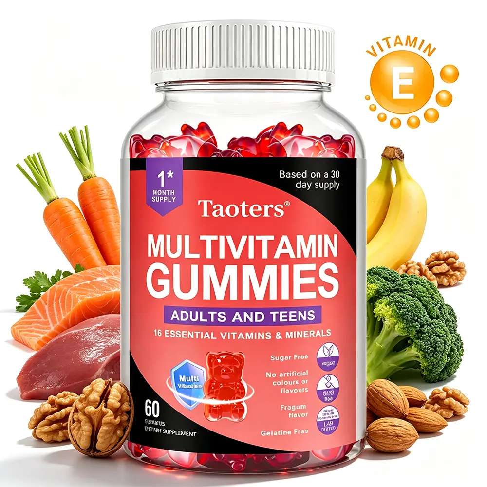 Taoters Daily Multivitamin Gummies for Adults & Teens - 16 Essential Vitamins with B12, D3 & Zinc, 60 Vegan Gummies