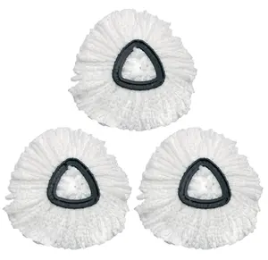 Spin Mop Head Replacement for O Ceda Mop Replace Head Triangle Mop Refills, Microfiber, White, 3 Packs, Wood Window Cleaning Wooden