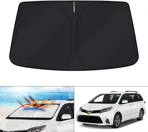 Canvcle Custom Fit Windshield Reflector Sun Shade for Toyota Sienna 2011-2025 Foldable Sun Visor Protector Blocks 99% UV Rays Keeps Car Cooler