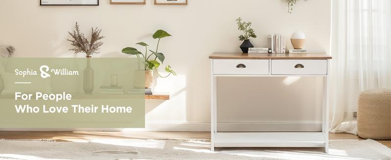 【Sophia & William】40" Long Farmhouse Console Table, X-Design Entryway Table for Hallway & Living Room