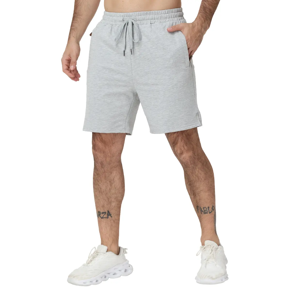 Men's Casual Cotton Shorts 7 Inch Inseam Elastic Waist Drawstring Zipper Pocket Shorts - Lightweight Breathable Stretch Athletic Shorts for Summer Running Gym Workout Golf Lounge Wear#FathersDayGift#SummerFashion