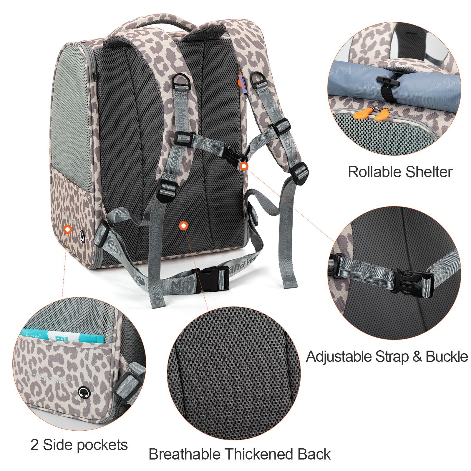 Mini Cat Backpack Purse Water-Resistant Polyester Adjustable Strap Montana West Cat Carrier Backpack for Small Medium Dog  main image 3