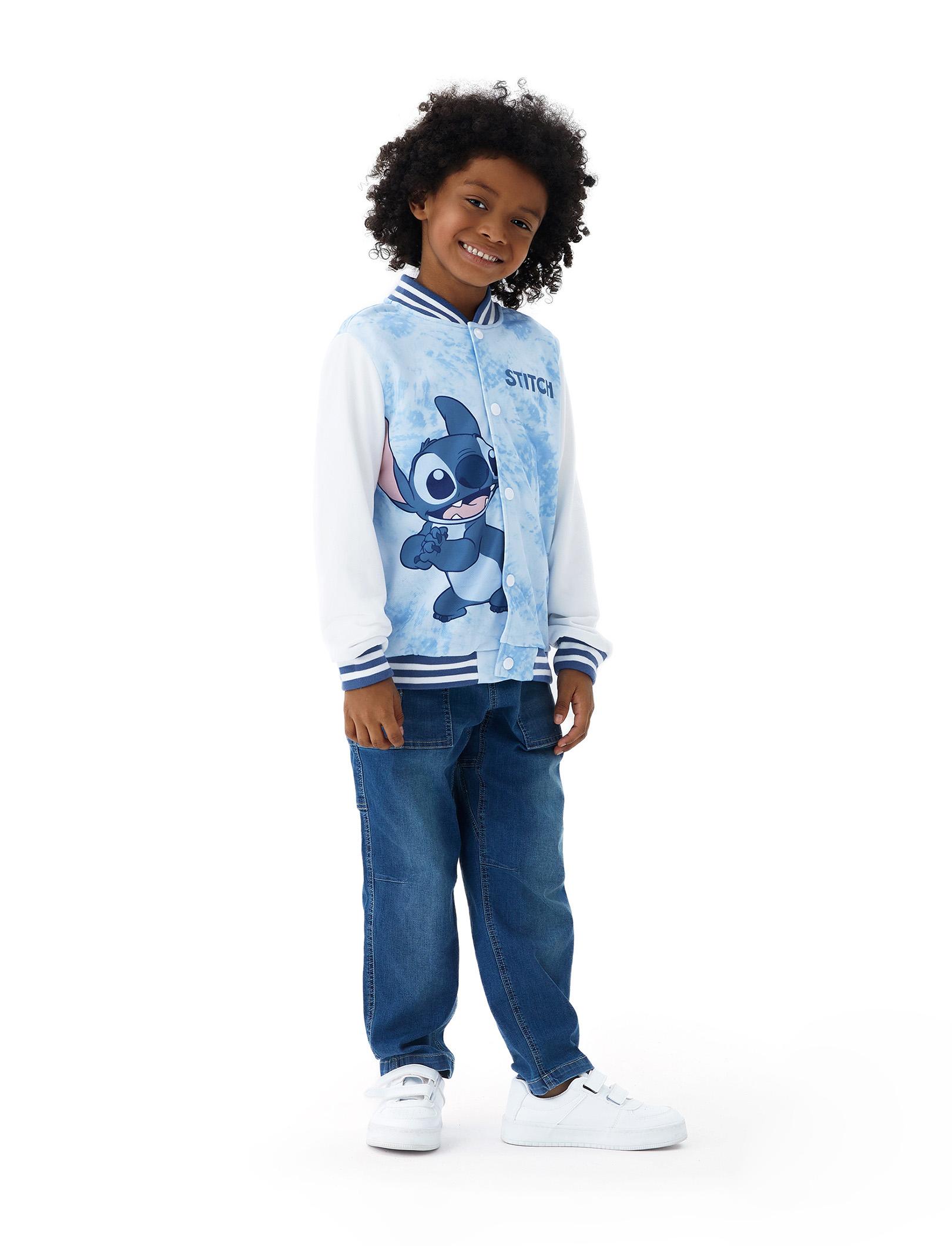 Disney Stitch & Angel Baseball Jackets Color-Block Lightweight Classic Snap Button Sweatshirts for Kids Sizes 6-14 Years