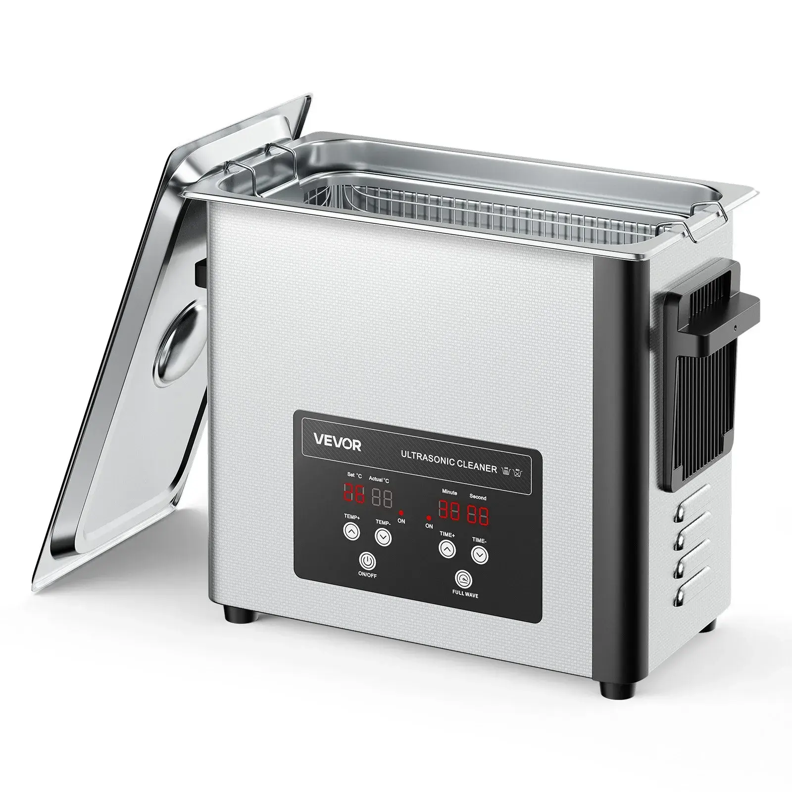 VEVOR 6L Stainless Steel Ultrasonic Cleaner, 40kHz 40000 Microbubbles per Second 120W Deep Cleaning Tool with Basket, Digital Panel, Adjustable Temp for Watches, Airbrushes, 40,000 Microbubbles Per Second, Adjust Temp